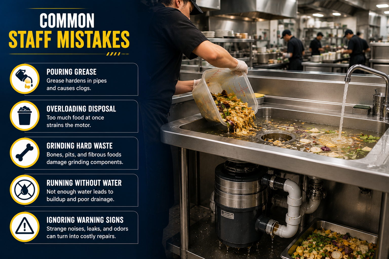 Mistakes Restaurant Staff Make That Damage Garbage Disposals