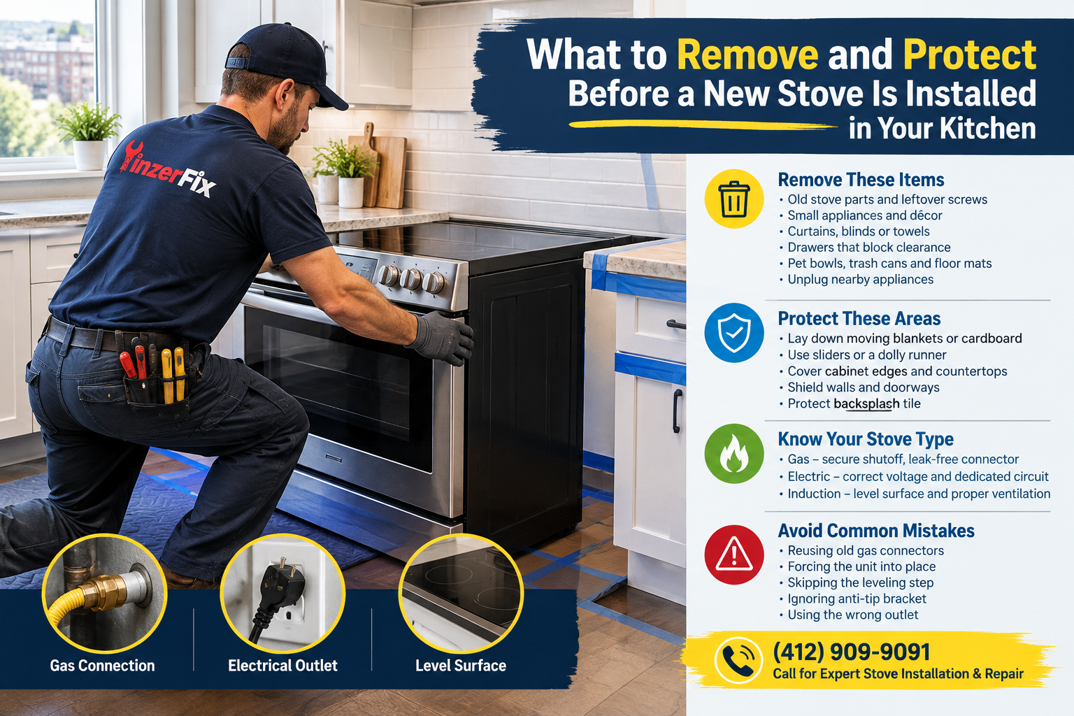 What to Remove and Protect Before a New Stove Is Installed in Your Kitchen