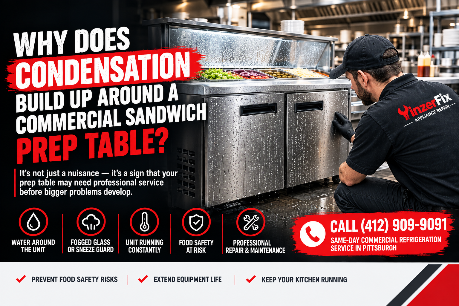Why Does Condensation Build Up Around a Commercial Sandwich Prep Table?