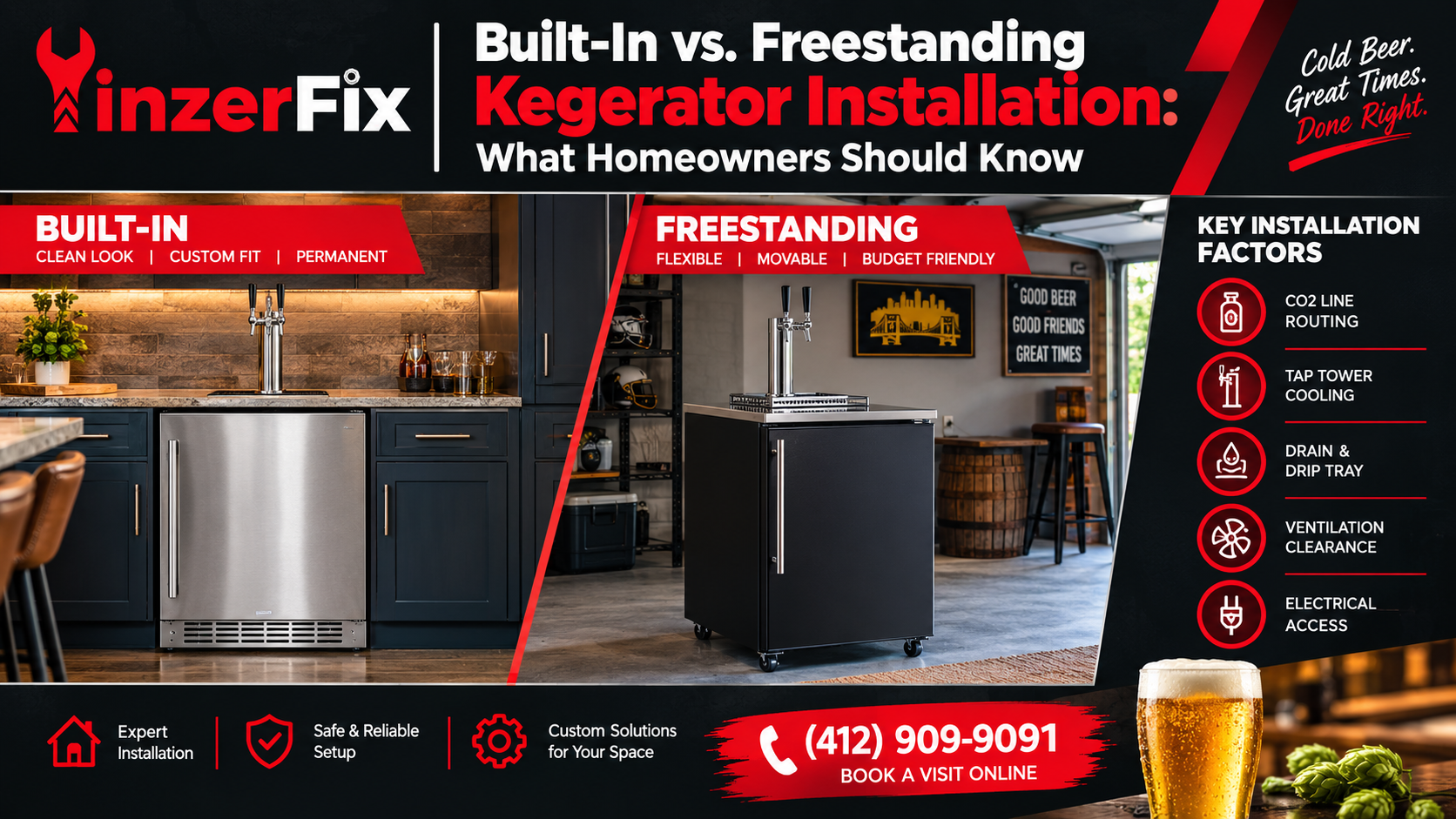 Built-In vs. Freestanding Kegerator Installation: What Homeowners Should Know