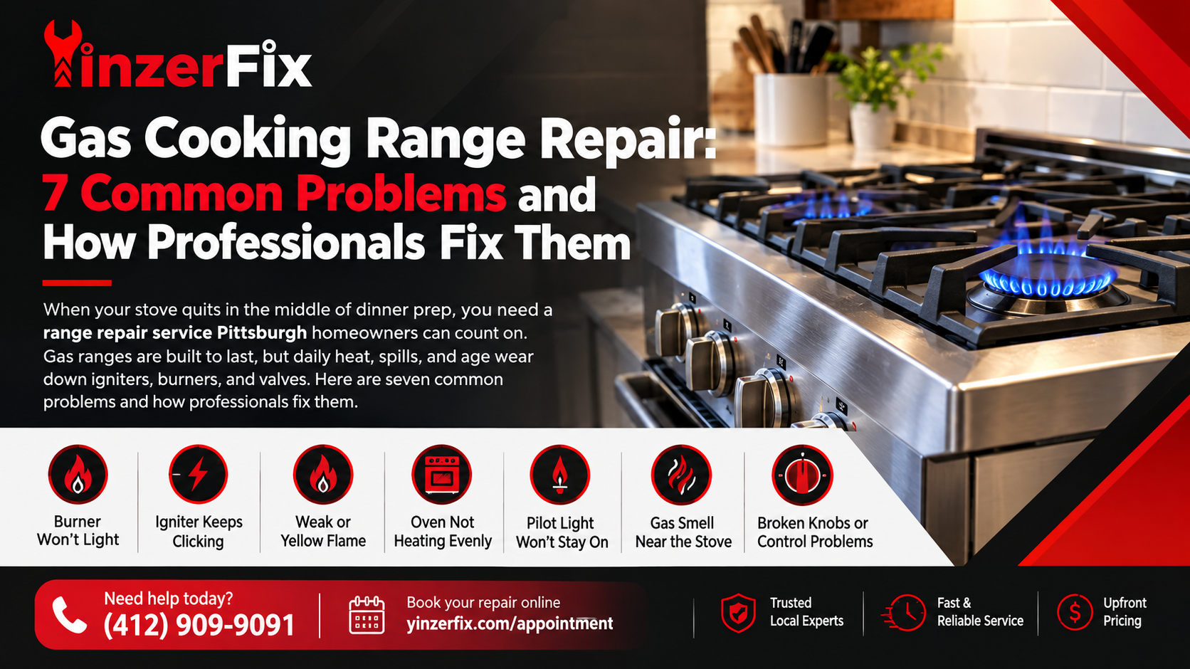 Gas Cooking Range Repair: 7 Common Problems and How Professionals Fix Them